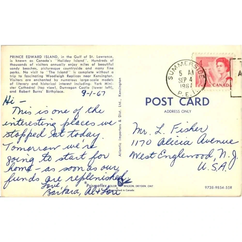 Prince Edward Island St. Lawrence Holiday Island Canada Postcard